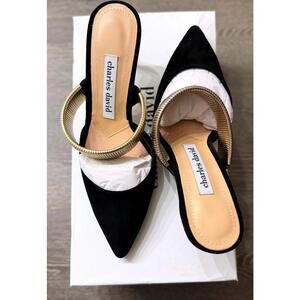 Charles by Charles David Black Suede Alfie Mule Pump Women Size 6.5